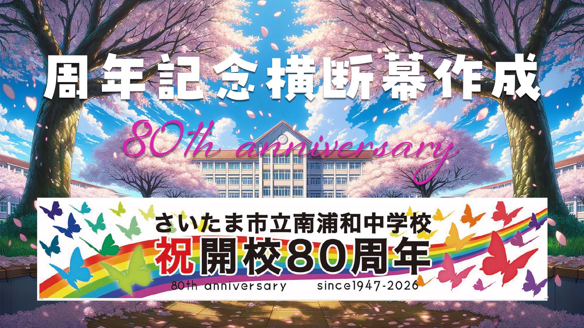 学校周年記念 横断幕制作 80周年記念のサムネイル