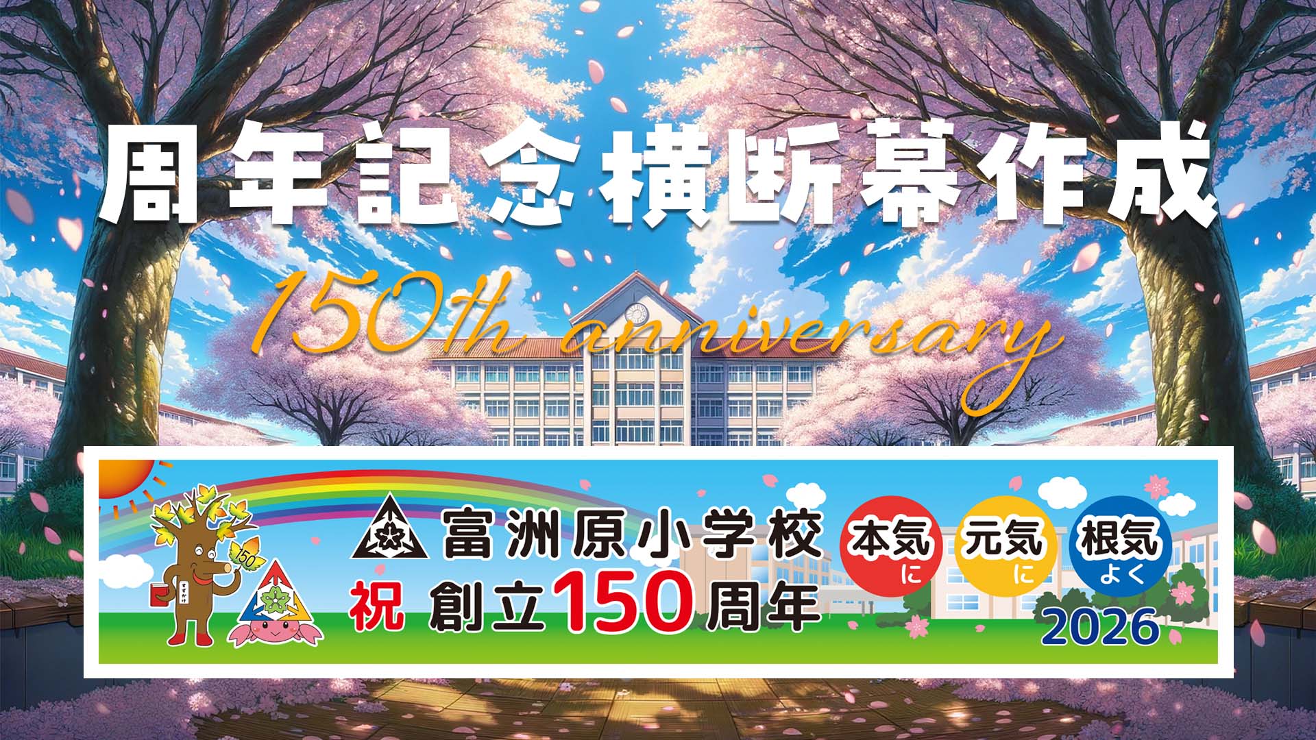 学校周年記念 横断幕制作 150周年記念のサムネイル