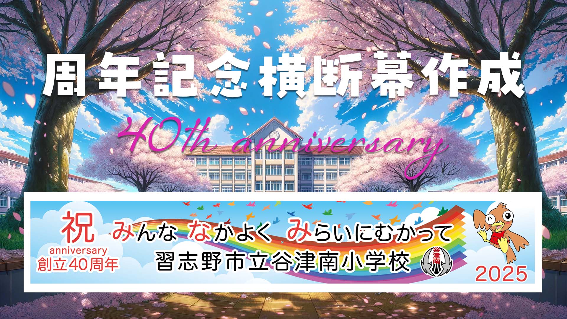 学校周年記念 横断幕制作 40周年記念のサムネイル