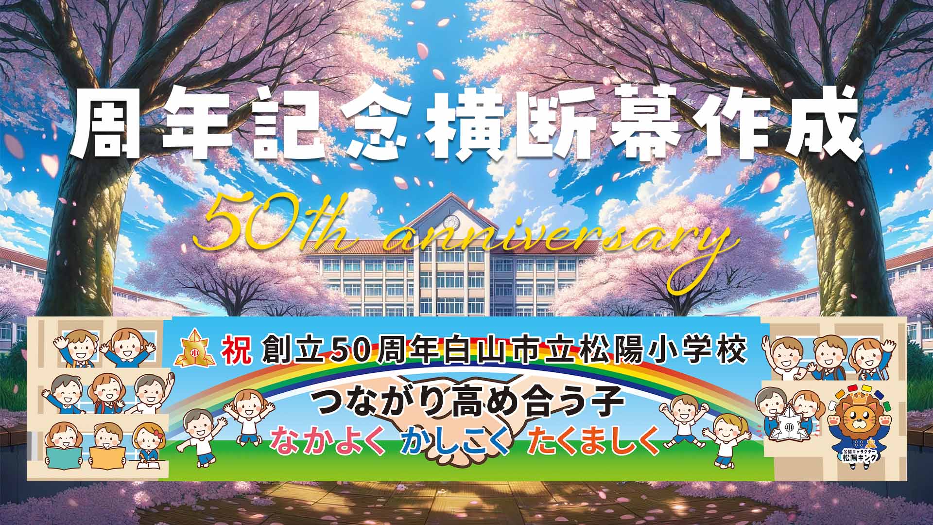 学校周年記念 横断幕制作 50周年記念のサムネイル
