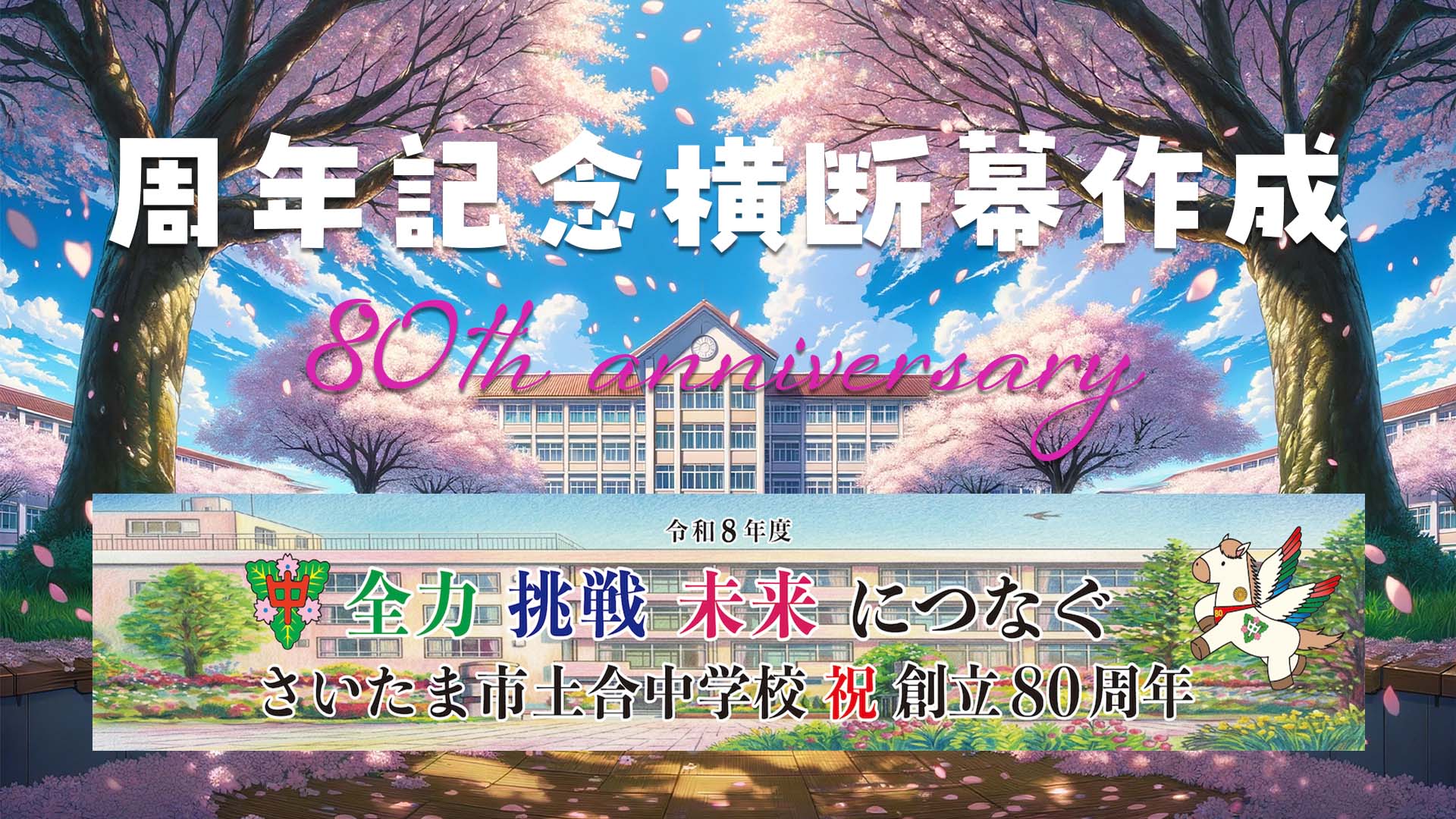 学校周年記念 横断幕制作 80周年記念のサムネイル