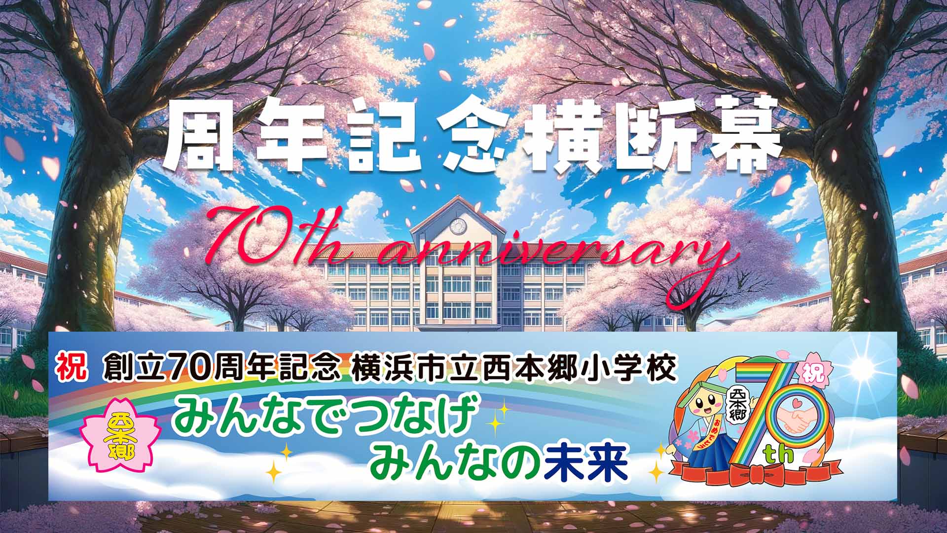 学校周年記念 70周年記念横断幕のサムネイル