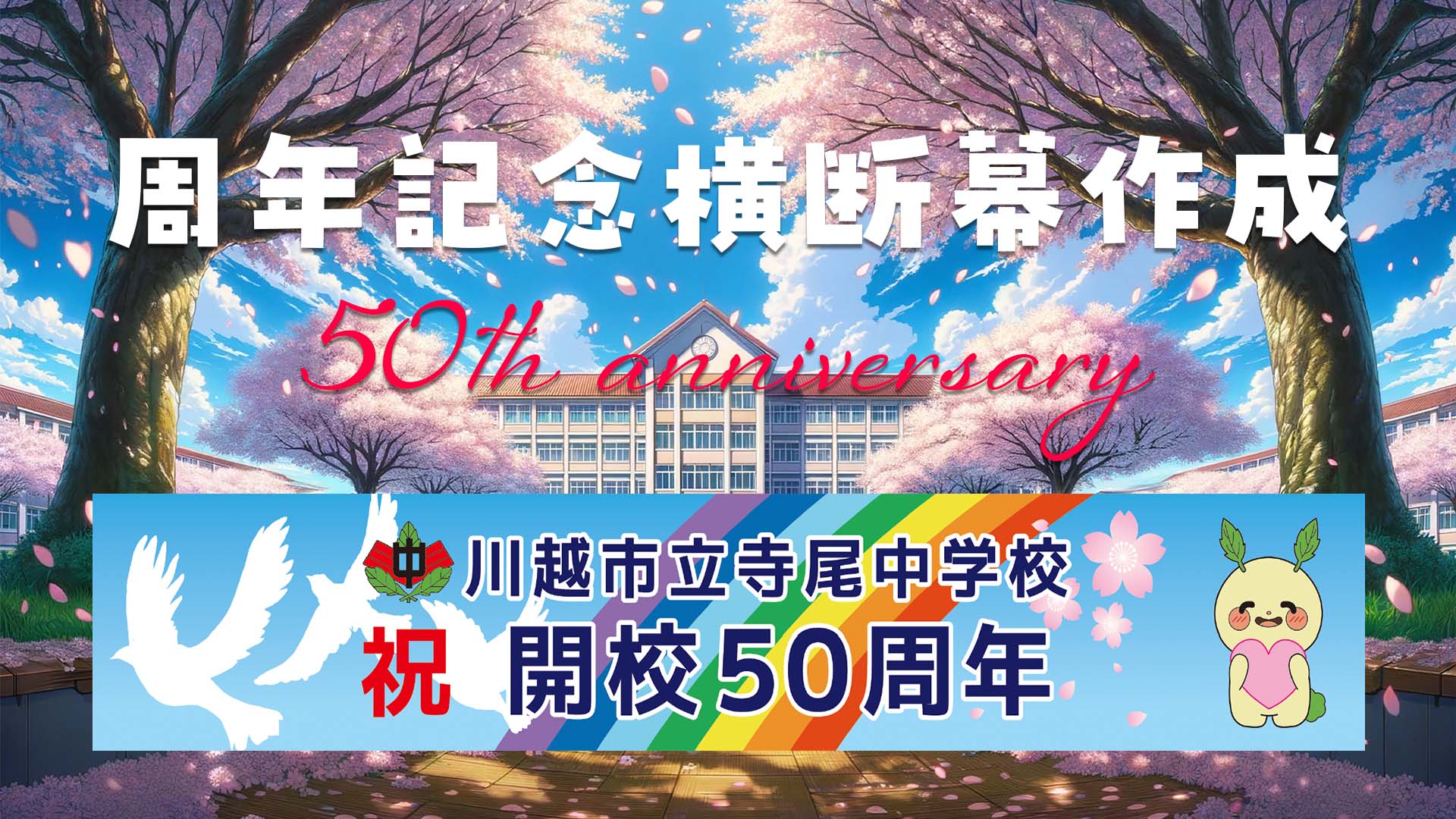 学校周年記念 50周年記念横断幕のサムネイル